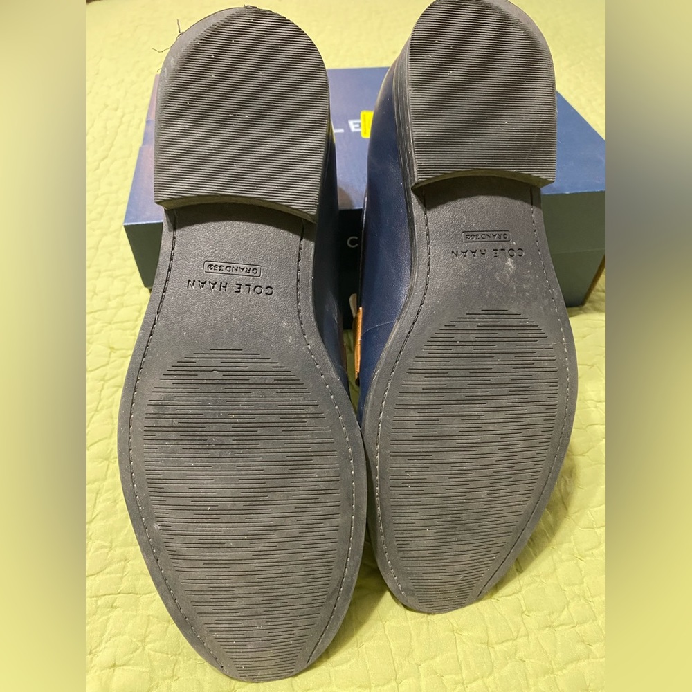 Cole Haan Navy and White Loafers with Brown Accent - Picture 4 of 5